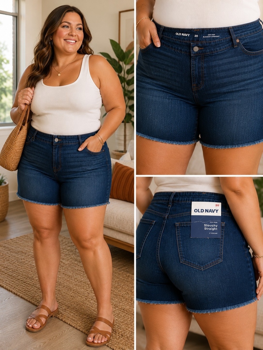 Old Navy Dark Blue High-Rise Denim Shorts - 20